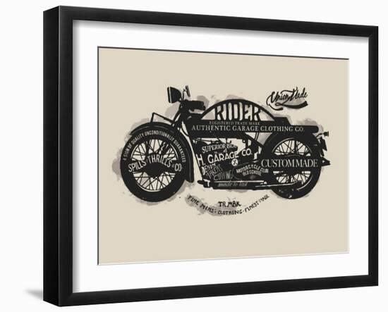 Handmade Font Motorcycle Race with Typography Watercolor-yusuf doganay-Framed Art Print