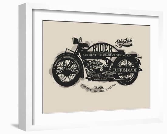 Handmade Font Motorcycle Race with Typography Watercolor-yusuf doganay-Framed Art Print