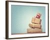 Handmade Gift Boxes over Polka Dots Background-Melpomene-Framed Photographic Print