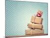 Handmade Gift Boxes over Polka Dots Background-Melpomene-Mounted Photographic Print