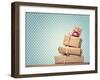 Handmade Gift Boxes over Polka Dots Background-Melpomene-Framed Photographic Print