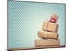 Handmade Gift Boxes over Polka Dots Background-Melpomene-Mounted Photographic Print