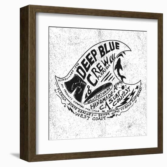 Handmade Illustration Surf Beach Drawing-studiohome-Framed Art Print