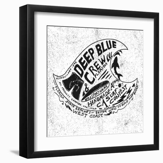 Handmade Illustration Surf Beach Drawing-studiohome-Framed Art Print