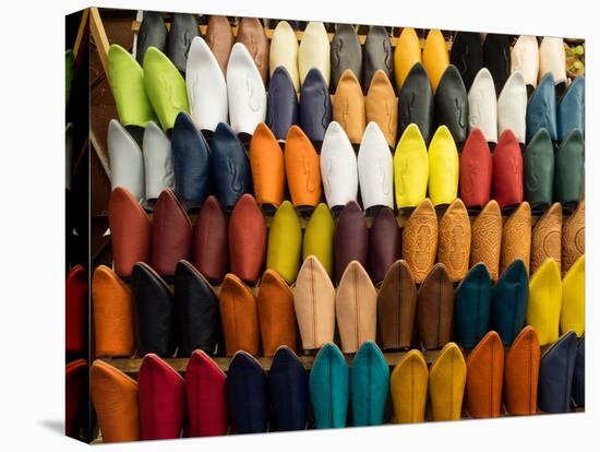 Handmade Leather Slippers for Sale in Souk, Fes, Morocco-null-Stretched Canvas