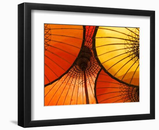 Handmade Oriental Umbrellas, Bagan, Myanmar (Burma)-Peter Adams-Framed Photographic Print