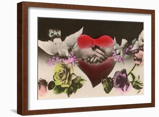 Hands Clasped over Heart-null-Framed Art Print