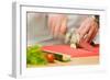 Hands, Cook, Knife, Cutting Vegetable-Rainer Mirau-Framed Photographic Print