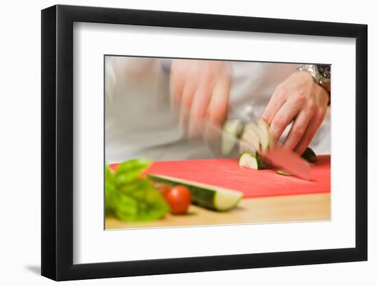 Hands, Cook, Knife, Cutting Vegetable-Rainer Mirau-Framed Photographic Print