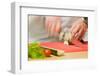 Hands, Cook, Knife, Cutting Vegetable-Rainer Mirau-Framed Photographic Print