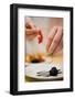 Hands, Cook, Plate, Dessert, Arranging-Rainer Mirau-Framed Photographic Print