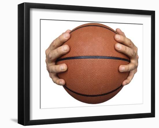 Hands Holding a Basketball-null-Framed Premium Photographic Print