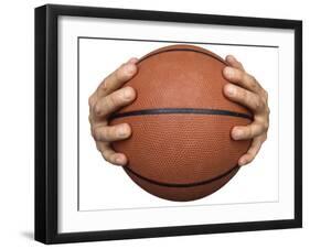 Hands Holding a Basketball-null-Framed Premium Photographic Print