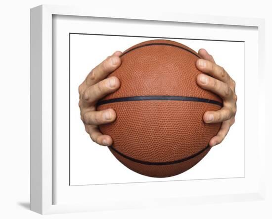 Hands Holding a Basketball-null-Framed Premium Photographic Print