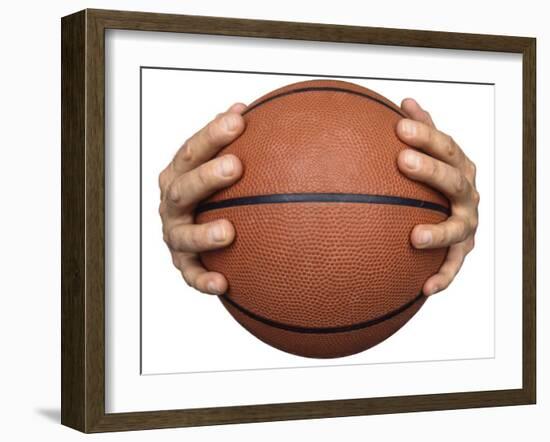 Hands Holding a Basketball-null-Framed Photographic Print