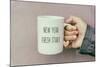 Hands Holding a Coffee Mug with Text New Year Fresh Start-Cn0ra-Mounted Photographic Print