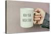Hands Holding a Coffee Mug with Text New Year Fresh Start-Cn0ra-Stretched Canvas