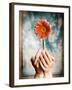 Hands Holding a Gerbera Daisy-Colin Anderson-Framed Photographic Print