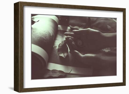Hands Holding a Pocket Watch-Carolina Hernandez-Framed Photographic Print