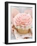 Hands Holding Cupcake with Marzipan Rose-null-Framed Photographic Print