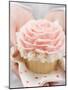 Hands Holding Cupcake with Marzipan Rose-null-Mounted Photographic Print