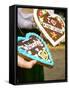 Hands Holding Lebkuchen Hearts (Oktoberfest, Munich)-null-Framed Stretched Canvas