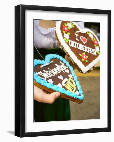 Hands Holding Lebkuchen Hearts (Oktoberfest, Munich)-null-Framed Photographic Print