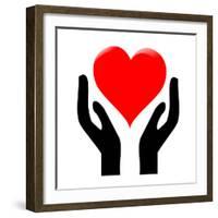 Hands Holding The Heart #1-kots-Framed Premium Giclee Print