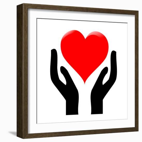 Hands Holding The Heart #1-kots-Framed Premium Giclee Print