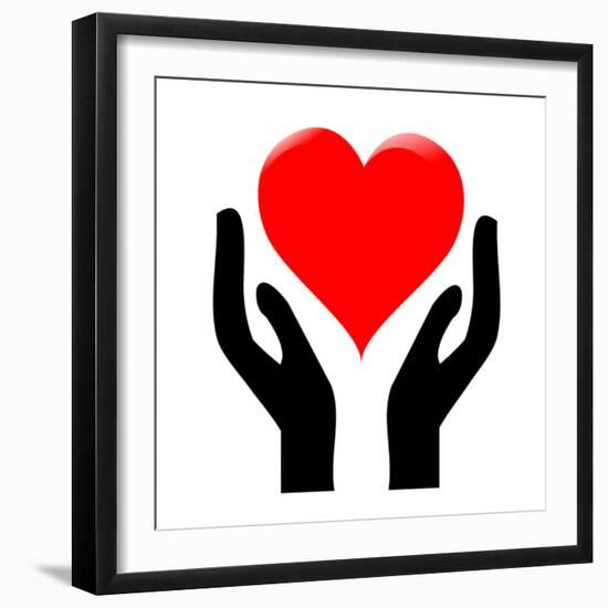 Hands Holding The Heart #1-kots-Framed Premium Giclee Print