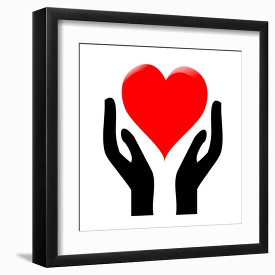 Hands Holding The Heart #1-kots-Framed Art Print