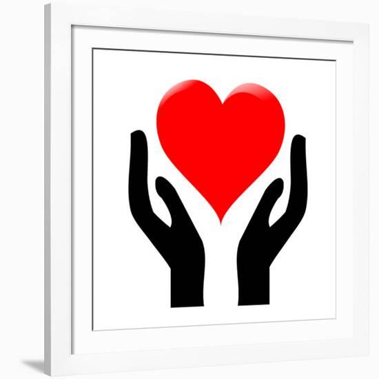 Hands Holding The Heart #1-kots-Framed Art Print