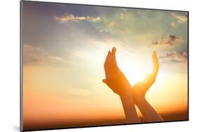 Hands Holding the Sun at Dawn-Masson-Mounted Photographic Print