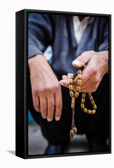 Hands Holding Worry Beads, Bethlehem, West Bank, Palestine Territories, Israel, Middle East-Yadid Levy-Framed Stretched Canvas