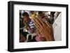 Hands in prayer, Khao Pansa celebration at Wat Ampharam, Hua Hin, Thailand-Godong-Framed Photographic Print