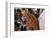 Hands in prayer, Khao Pansa celebration at Wat Ampharam, Hua Hin, Thailand-Godong-Framed Photographic Print