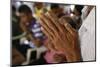 Hands in prayer, Khao Pansa celebration at Wat Ampharam, Hua Hin, Thailand-Godong-Mounted Photographic Print