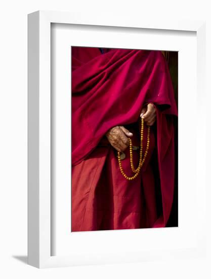 Hands of a Monk in Red Holding Prayer Beads, Leh, Ladakh, India-Ellen Clark-Framed Photographic Print