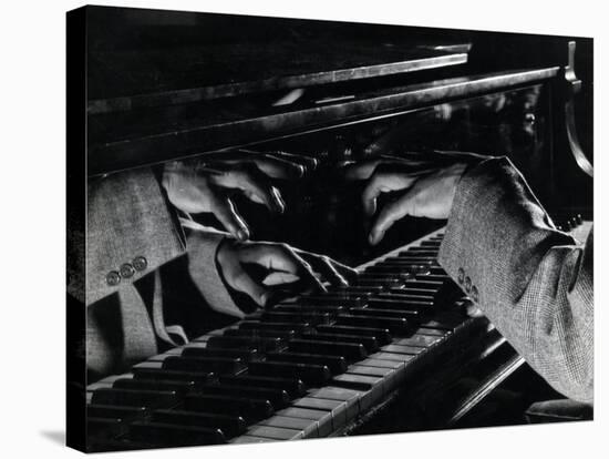 Hands of Jazz Pianist Eddie Heywood on Keyboard During Jam Session-Gjon Mili-Stretched Canvas
