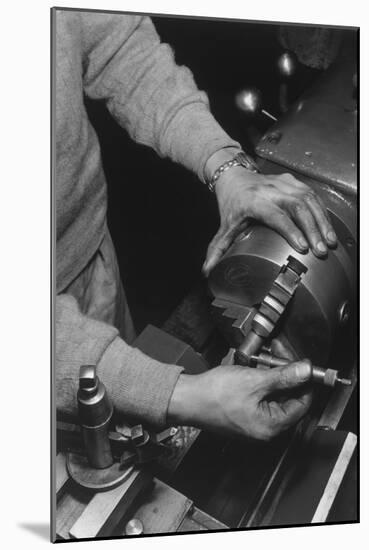 Hands of Lathe Worker-Ansel Adams-Mounted Art Print