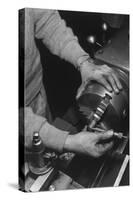 Hands of Lathe Worker-Ansel Adams-Stretched Canvas