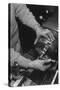 Hands of Lathe Worker-Ansel Adams-Stretched Canvas