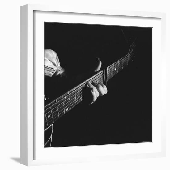 Hands of Maybelle Carter Millard of the Legendary Carter Family Musicians, Fingering a Guitar-Eric Schaal-Framed Premium Photographic Print