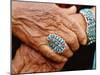 Hands of Navajo Woman Modeling Turquoise Bracelet and Ring Made by Native Americans-Michael Mauney-Mounted Photographic Print
