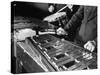 Hands of Percussionists Sam Borodkin Playing the Share Drum and Albert Rich Playing the Xylophone-Margaret Bourke-White-Stretched Canvas