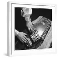 Hands of Sara Carter of the Legendary Carter Family Musicians, Fingering an Autoharp-Eric Schaal-Framed Premium Photographic Print