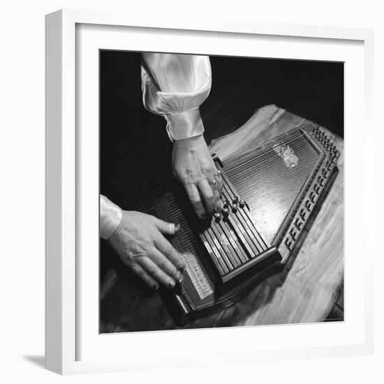 Hands of Sara Carter of the Legendary Carter Family Musicians, Fingering an Autoharp-Eric Schaal-Framed Premium Photographic Print