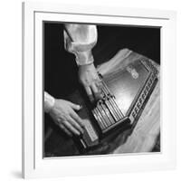 Hands of Sara Carter of the Legendary Carter Family Musicians, Fingering an Autoharp-Eric Schaal-Framed Premium Photographic Print