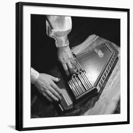 Hands of Sara Carter of the Legendary Carter Family Musicians, Fingering an Autoharp-Eric Schaal-Framed Premium Photographic Print