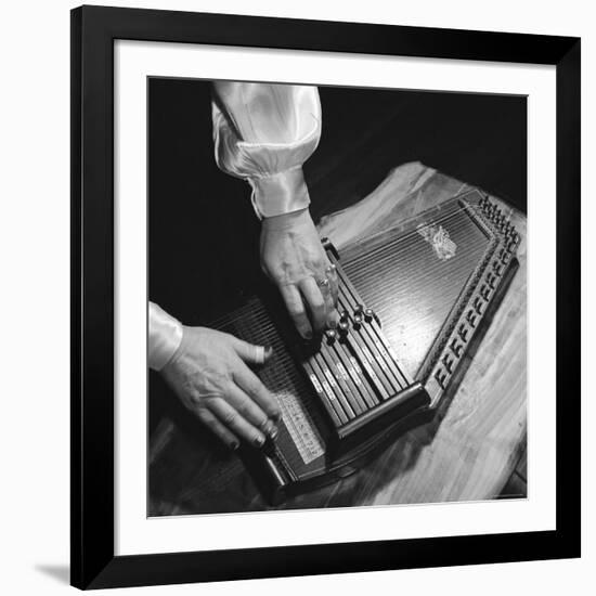 Hands of Sara Carter of the Legendary Carter Family Musicians, Fingering an Autoharp-Eric Schaal-Framed Premium Photographic Print